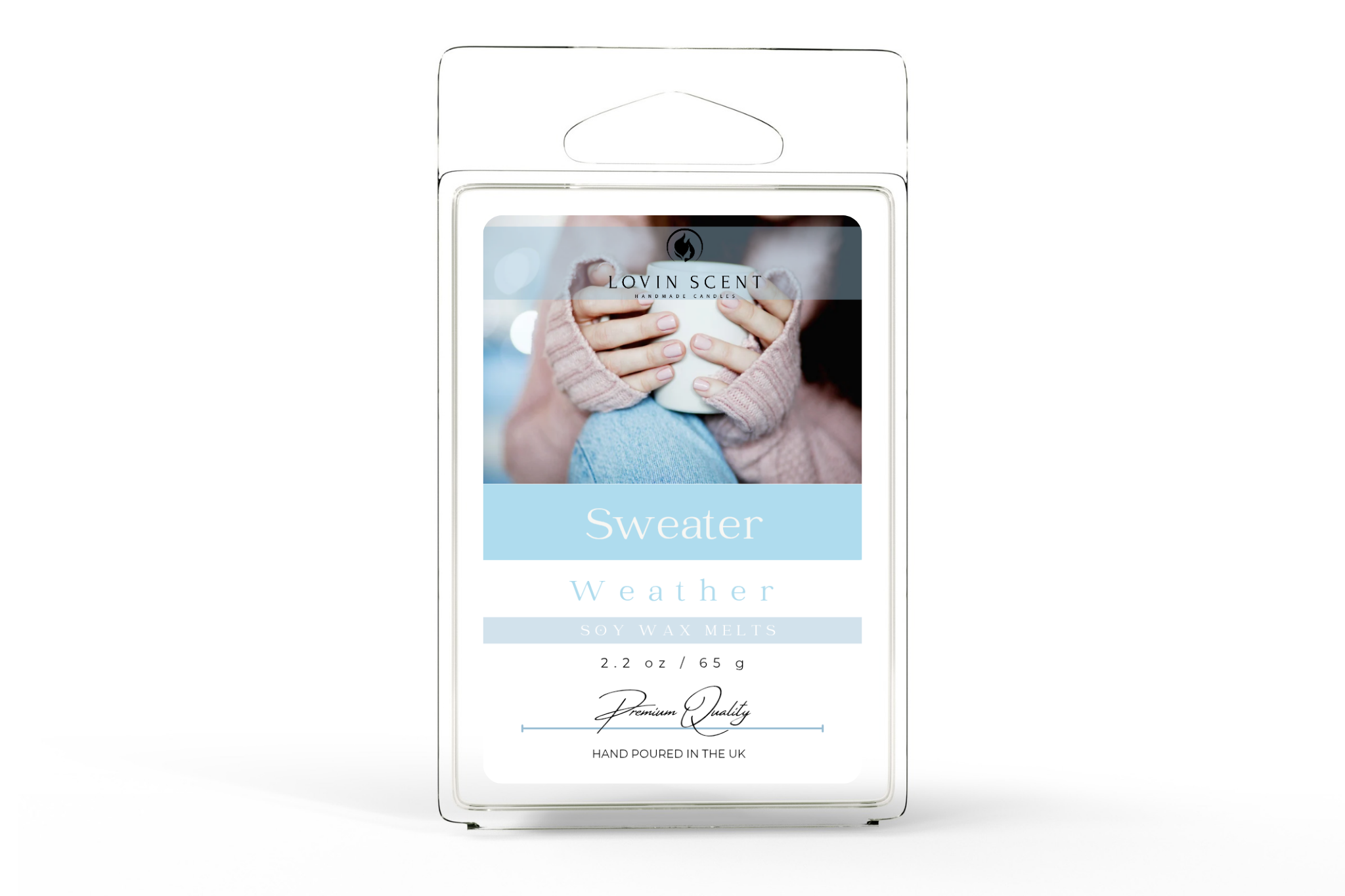 Packaged product with 'Lovin Scent' branding and a person holding a baby, on a white background.