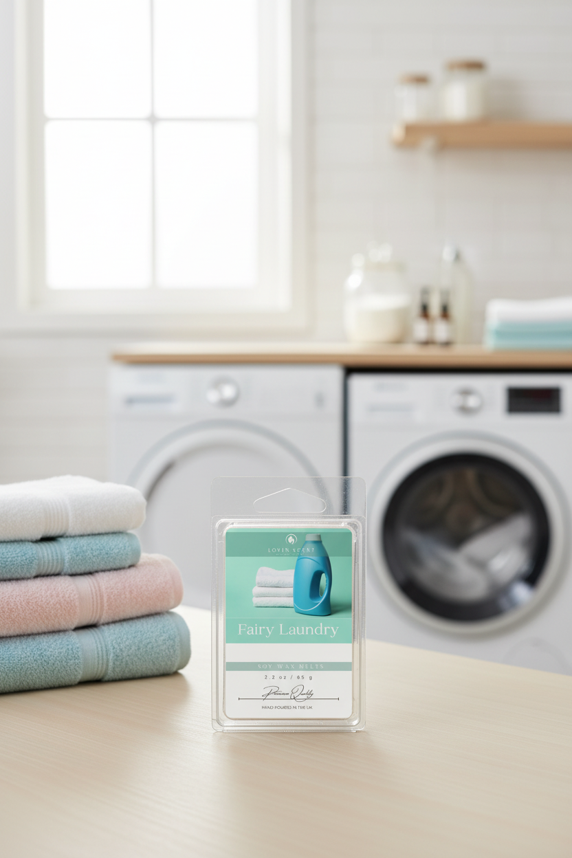 Fairy Laundry wax melt by Lovinscent, a scented wax melt with fairy and laundry-themed design, perfect for home fragrance.